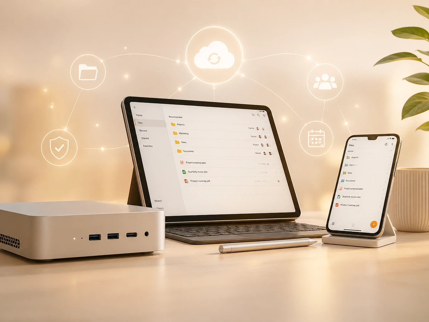 Microsoft 365 auf Tablet, Smartphone und Mini-PC mit Cloud-Integration